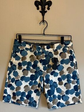 Club Monaco Baxter Floral Shorts Green Blue Size 28 NWT